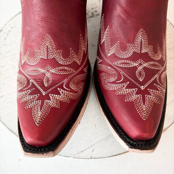 Lane LEXINGTON Womens Cowboy Boots 10 Red Western Cowgirl Mid Calf Pointed Toe - Picture 6 of 11